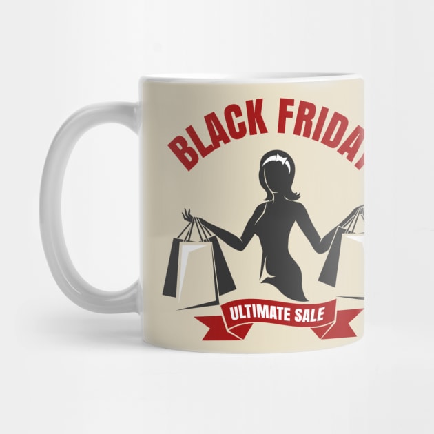 Black Friday Sale Emblem with shopping woman by devaleta